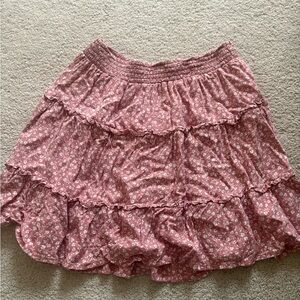 Hollister Pink Floral A-Line Skirt